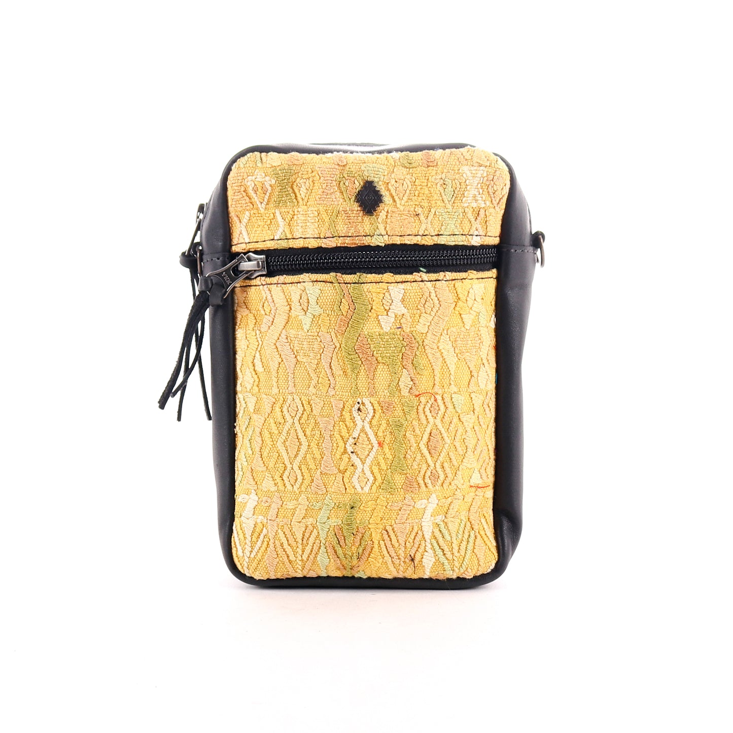 CROSSBODY TRAVEL BAG - OOAK HUIPIL - BLACK - NO. 11686