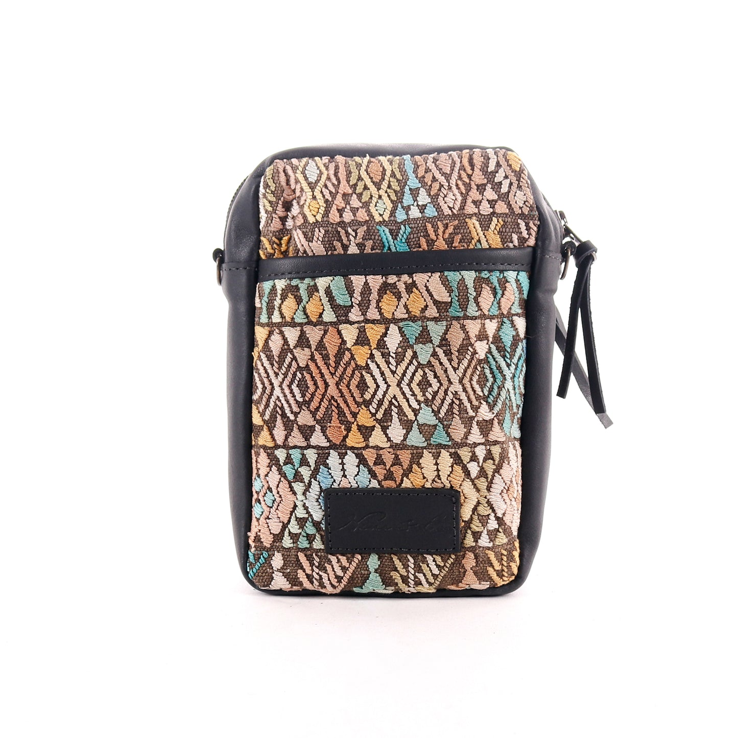 CROSSBODY TRAVEL BAG - OOAK HUIPIL - BLACK - NO. 11688