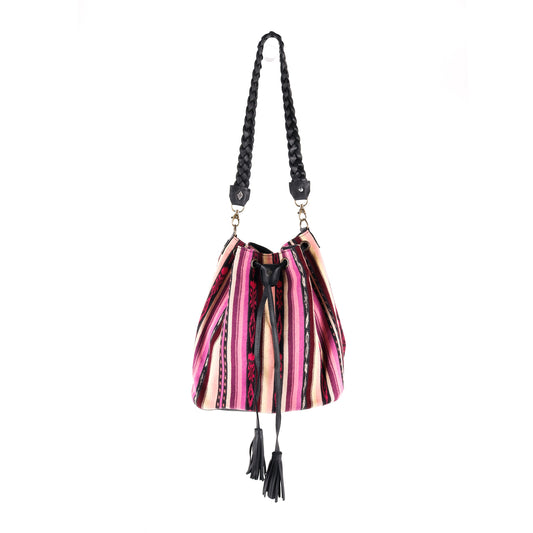 DRAWSTRING BUCKET BAG - CORTE - BLACK - NO. 11892