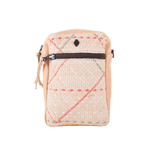 CROSSBODY TRAVEL BAG - OOAK HUIPIL - APRICOT - NO. 13150