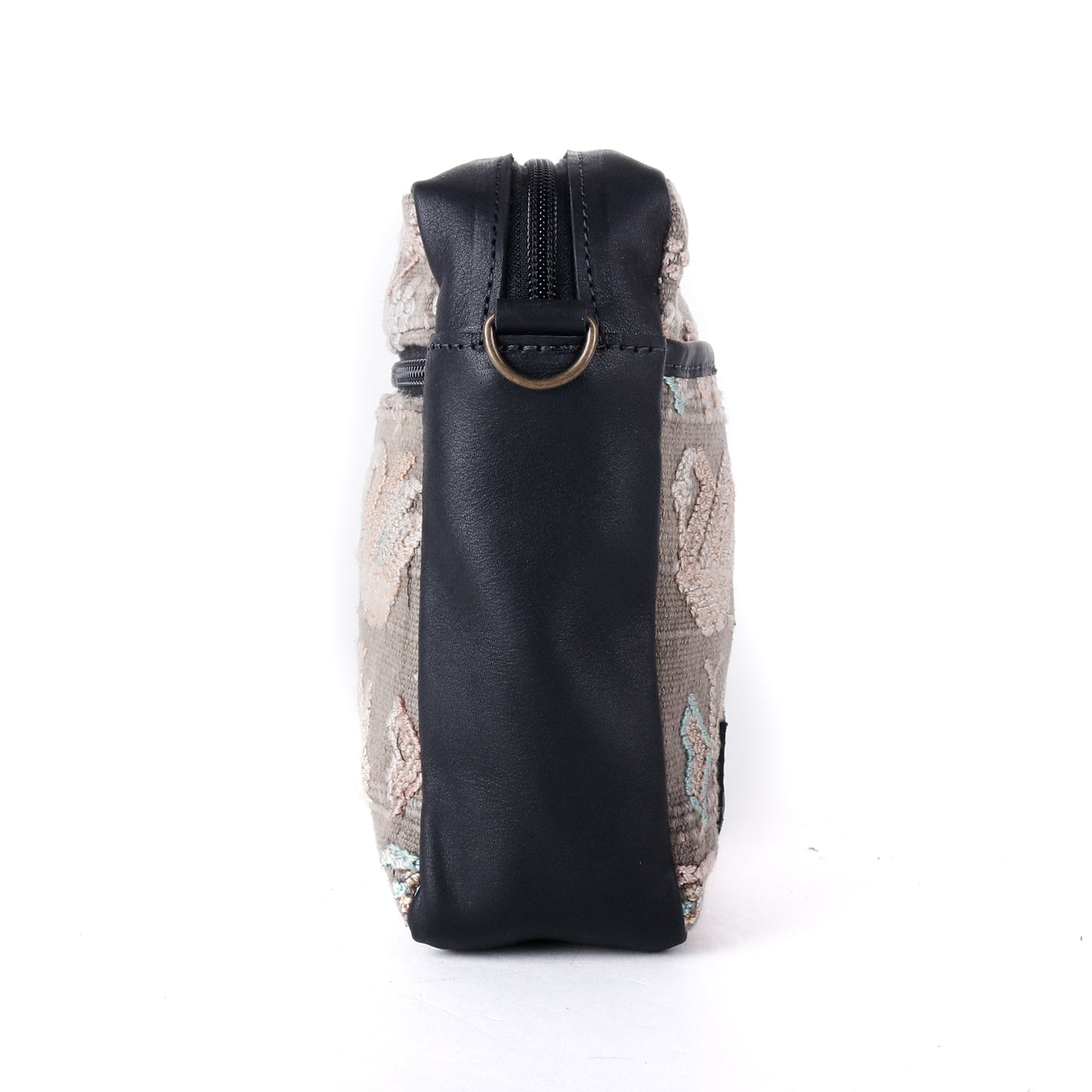 CROSSBODY TRAVEL BAG - OOAK HUIPIL - BLACK - NO. 13975