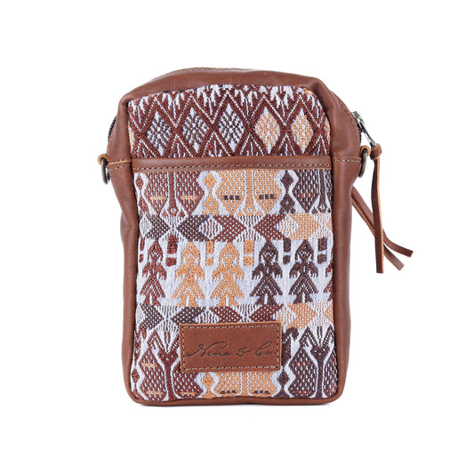 CROSSBODY TRAVEL BAG - OOAK HUIPIL - CAFE - NO. 13991