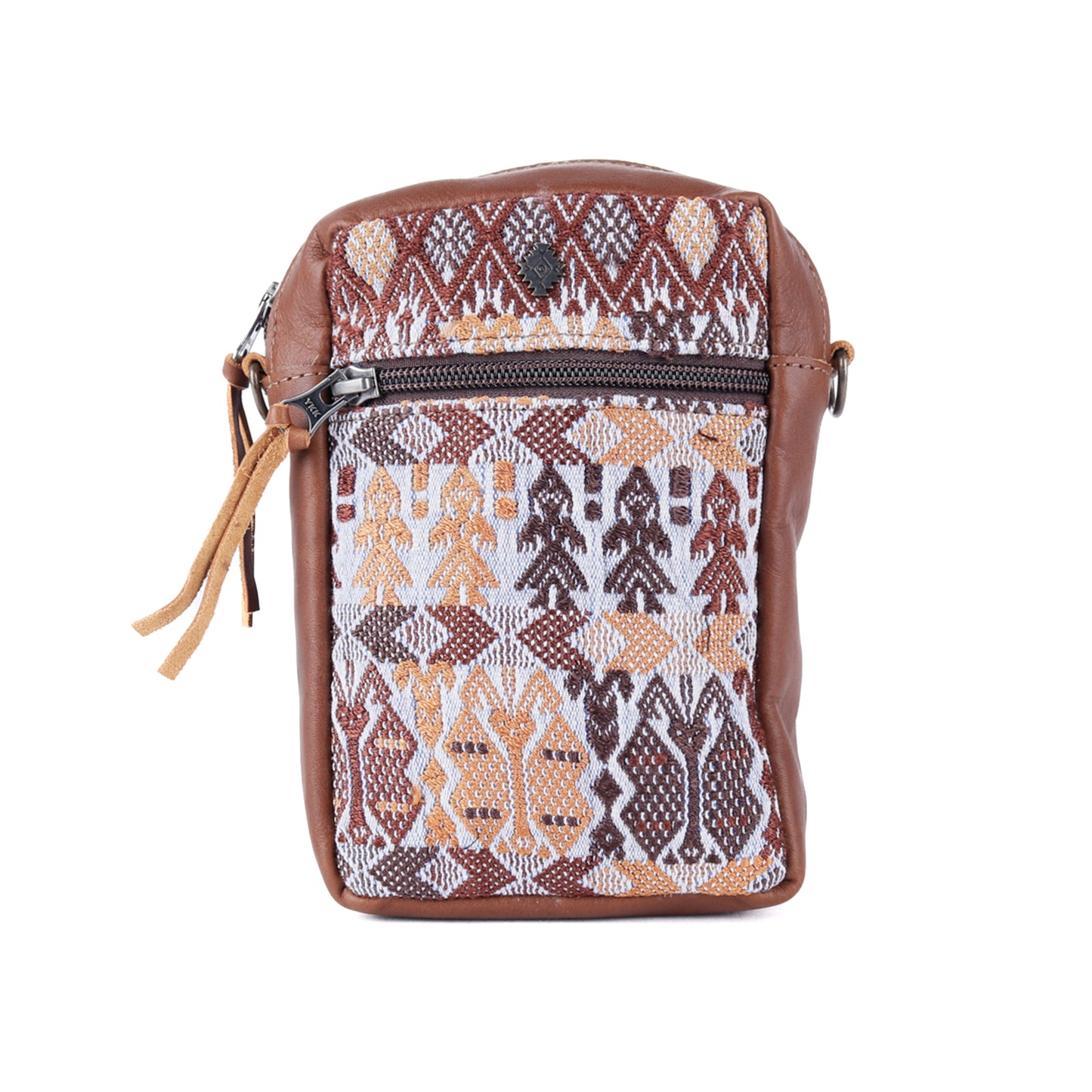 CROSSBODY TRAVEL BAG - OOAK HUIPIL - CAFE - NO. 13991