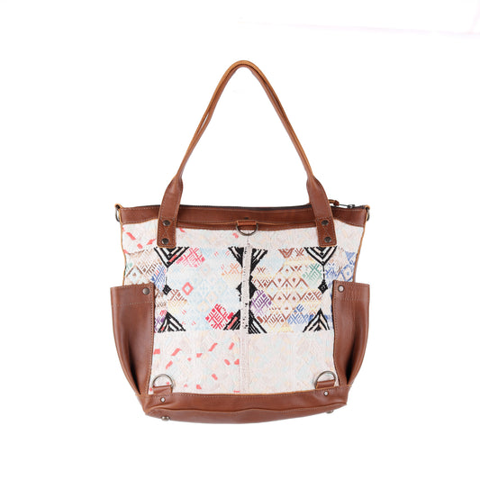 THE MEDIUM PERFECT BAG - OOAK HUIPIL - CAFE - NO. 14272