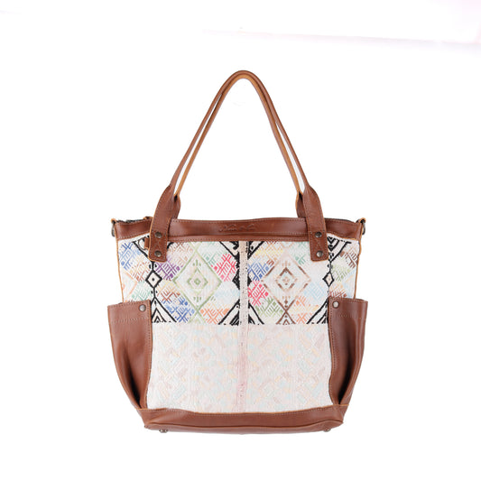 THE MEDIUM PERFECT BAG - OOAK HUIPIL - CAFE - NO. 14272