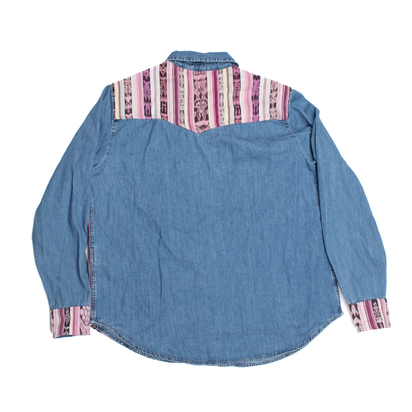 DENIM SHIRT WITH ARTISAN TEXTILE DETAILS - SIZE XL - NO. 14582