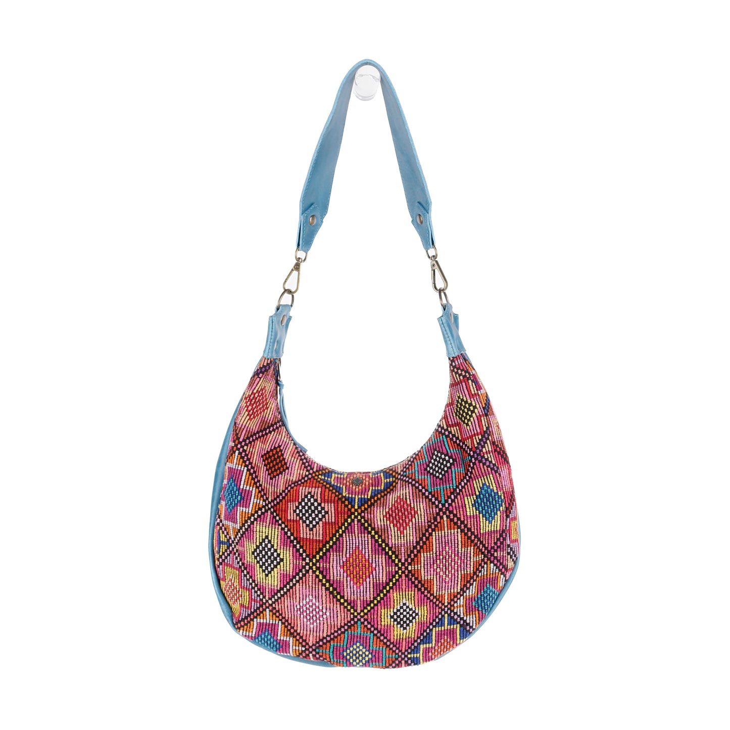 BOHO SADDLE BAG - OOAK HUIPIL - CERULEAN - NO. 15067