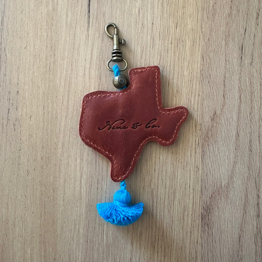 LEATHER CHARM - TEXAS STAR BLUE - CAFE