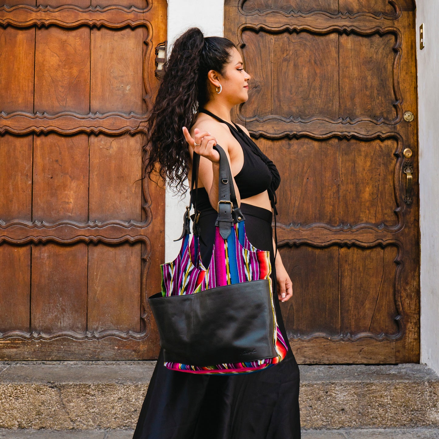 ALEJANDRA BAG - RAINBOW FALLS - BLACK LEATHER