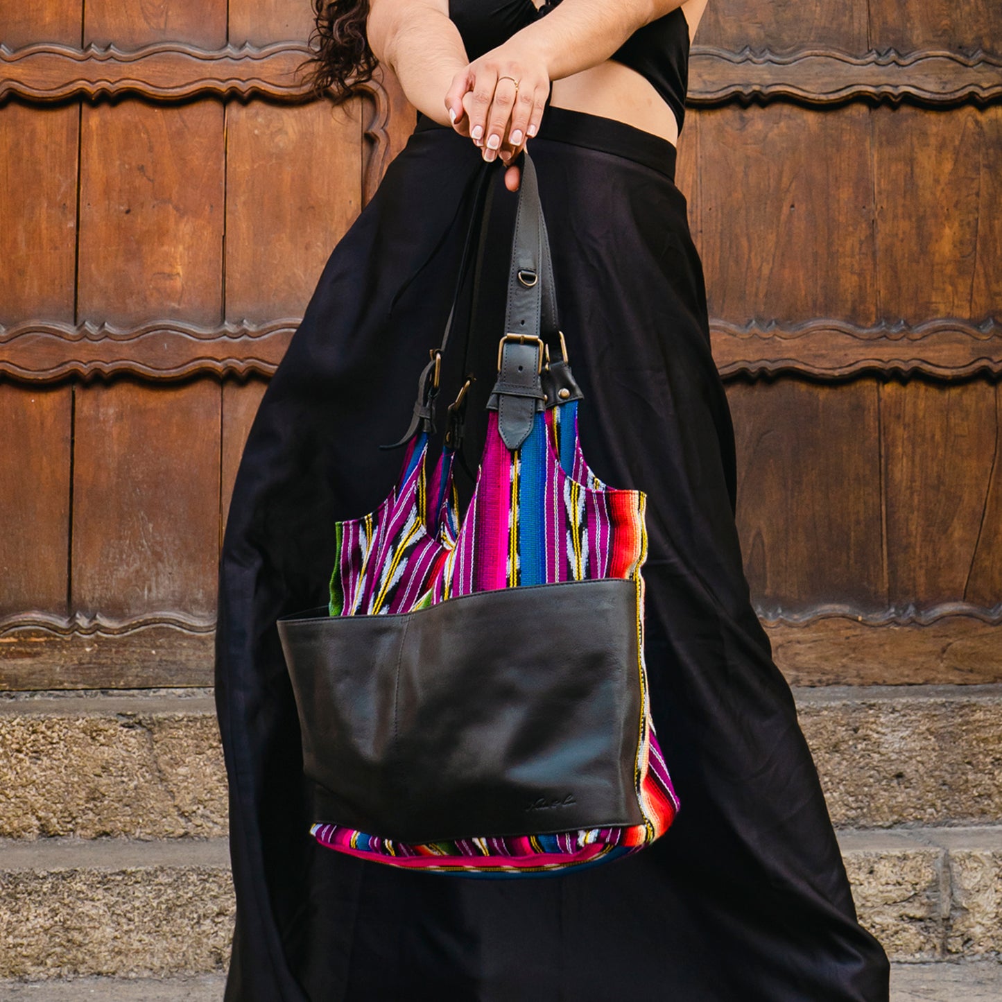 ALEJANDRA BAG - RAINBOW FALLS - BLACK LEATHER