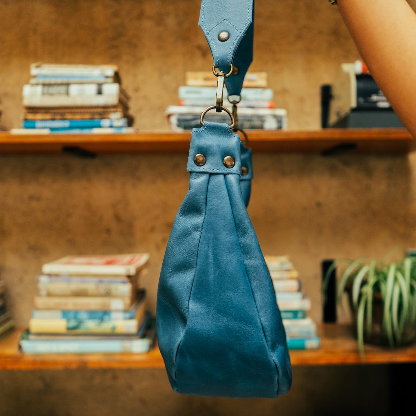 BOHO SADDLE BAG - FULL LEATHER - CERULEAN