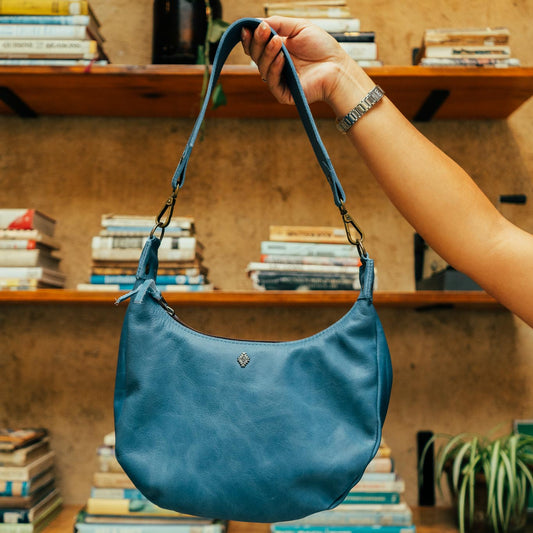 BOHO SADDLE BAG - FULL LEATHER - CERULEAN