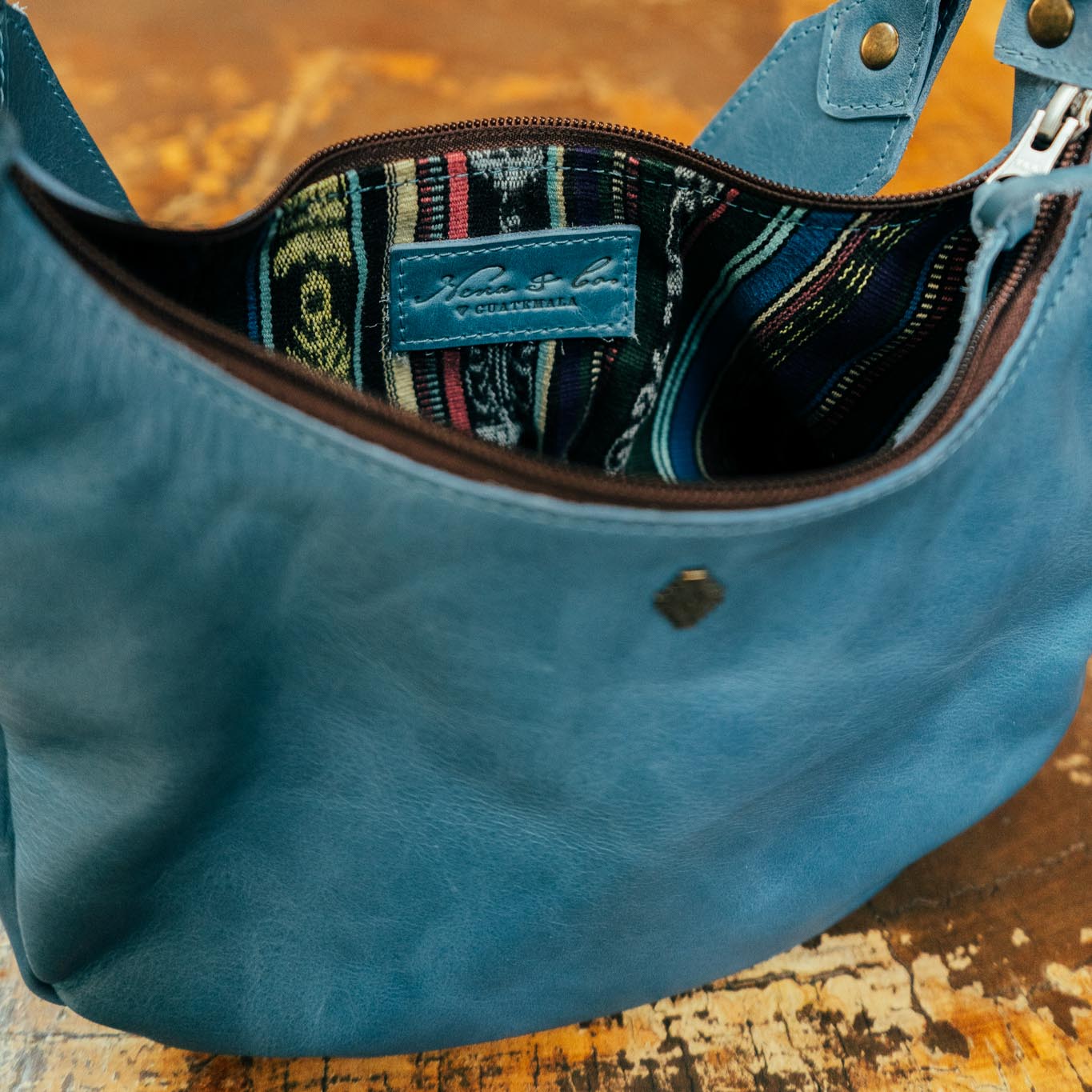 BOHO SADDLE BAG - FULL LEATHER - CERULEAN