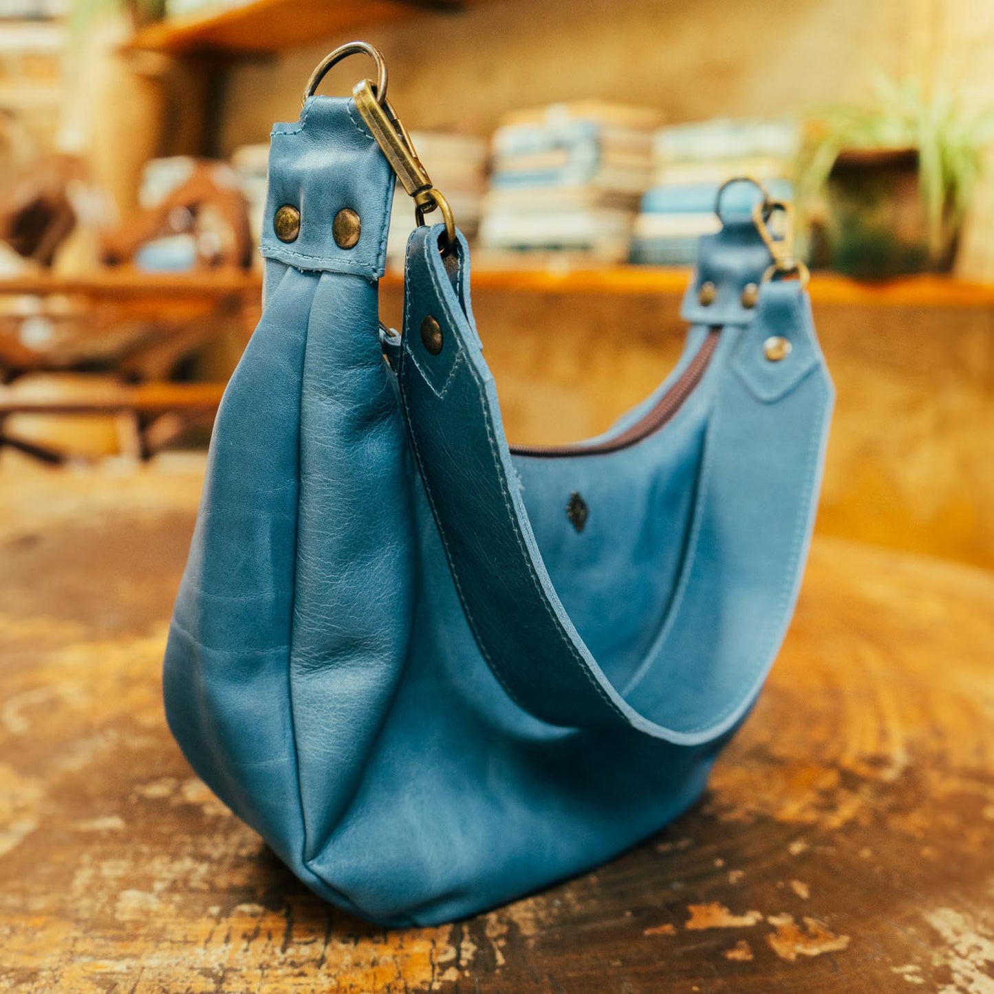 BOHO SADDLE BAG - FULL LEATHER - CERULEAN