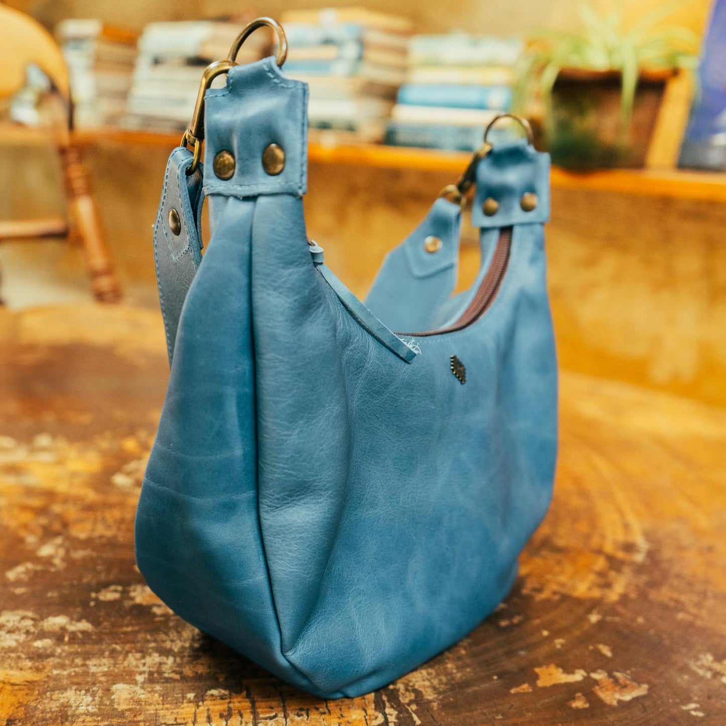 BOHO SADDLE BAG - FULL LEATHER - CERULEAN