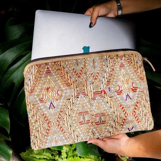 LAPTOP CASE 16" - OOAK HUIPIL - CAMEL - NO. 13121