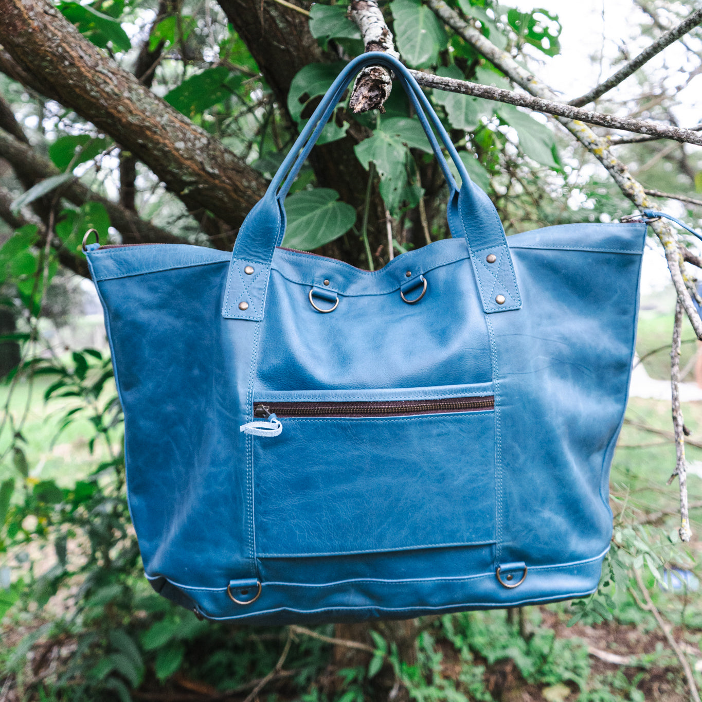 PERFECT WEEKENDER - FULL LEATHER - CERULEAN