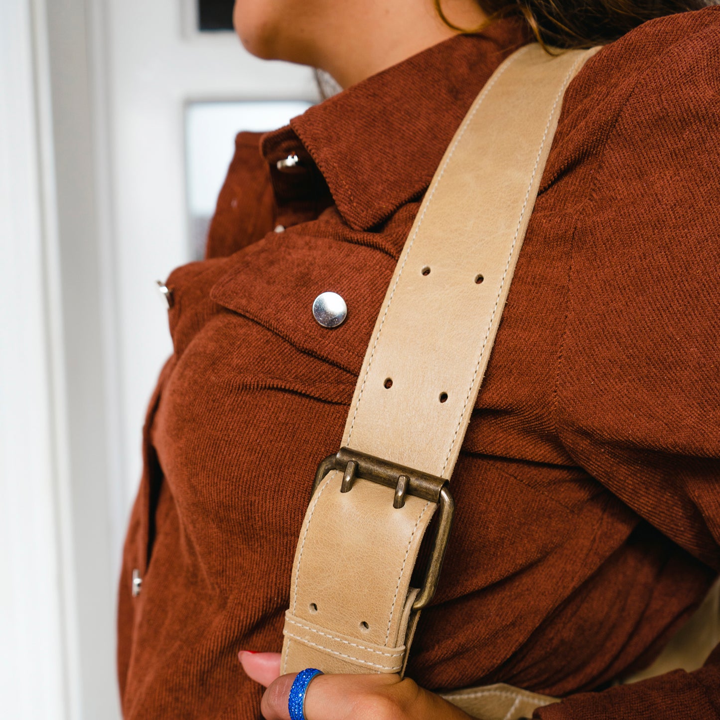 DOUBLE BUCKLE BACKPACK STRAP SET - CAMEL