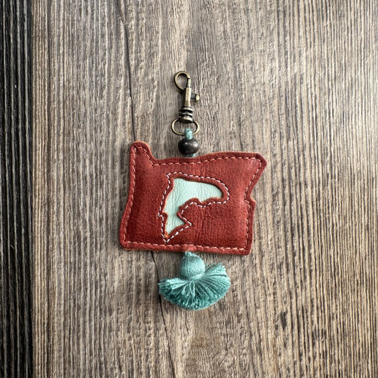 LEATHER CHARM  - OREGON SALMON - SIENNA