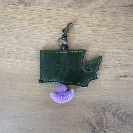 LEATHER CHARM - WASHINGTON EVERGREENS - EMERALD