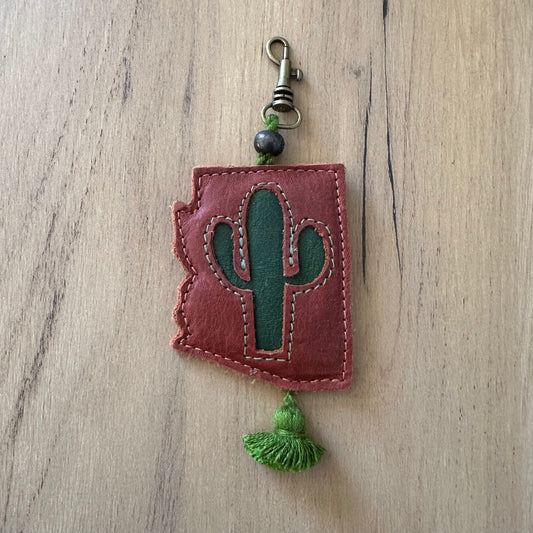 LEATHER CHARM - ARIZONA CACTUS - SIENNA