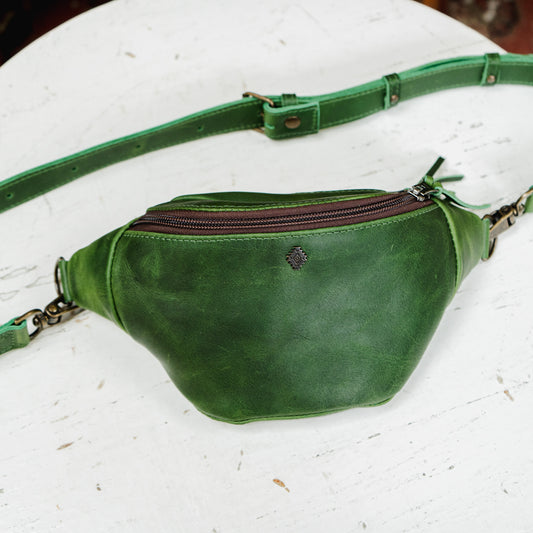 FANCY POUCH - FULL LEATHER - EMERALD