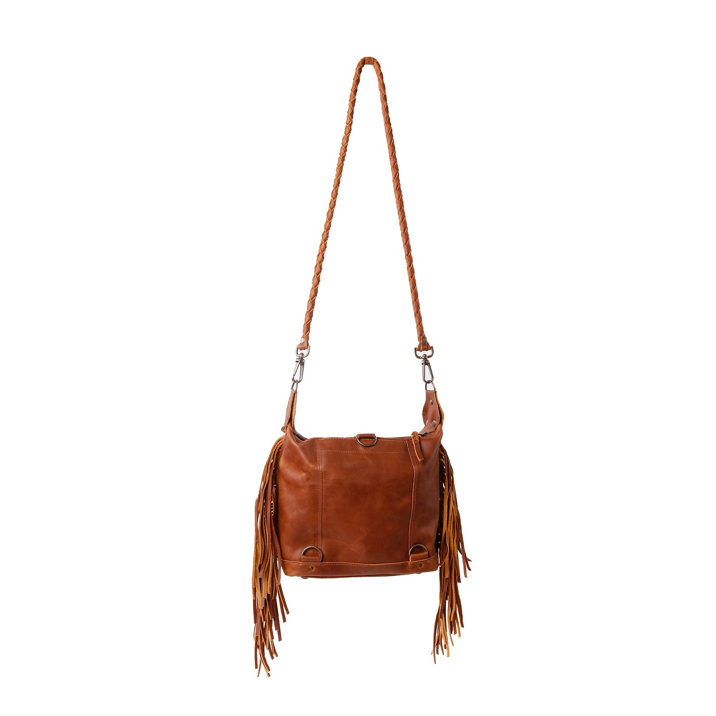 Huipil Luna Fringe Bag purse cross body suede tan