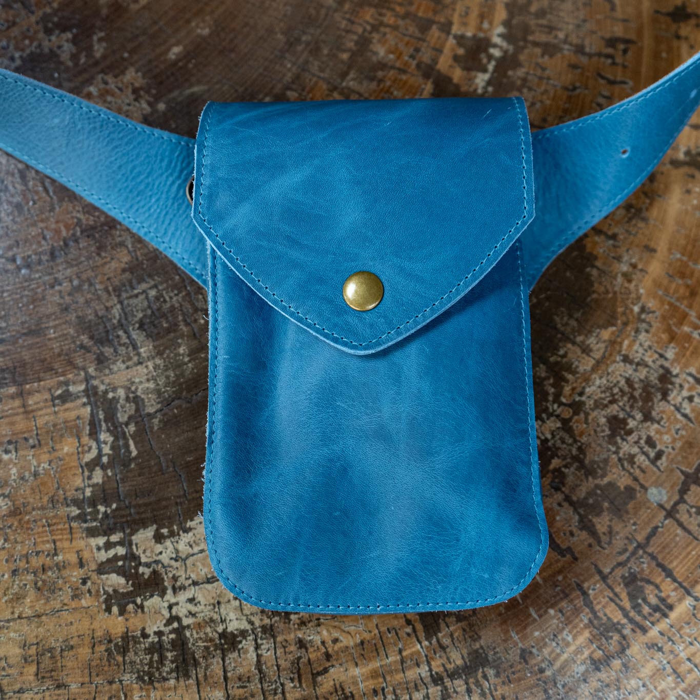 HIP SATCHEL - FULL LEATHER - CERULEAN