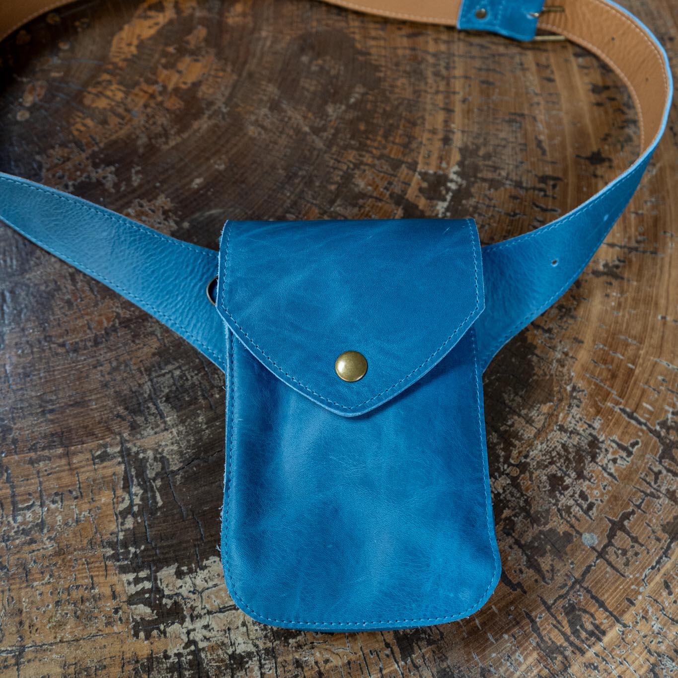 HIP SATCHEL - FULL LEATHER - CERULEAN