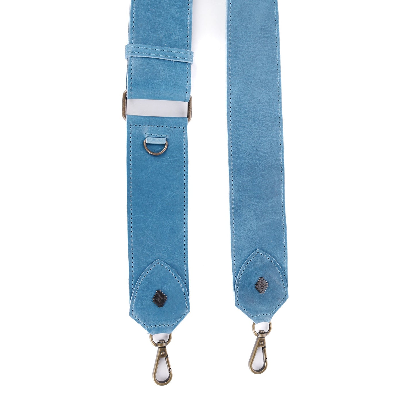 ADJUSTABLE WIDE STRAP - FULL LEATHER - CERULEAN