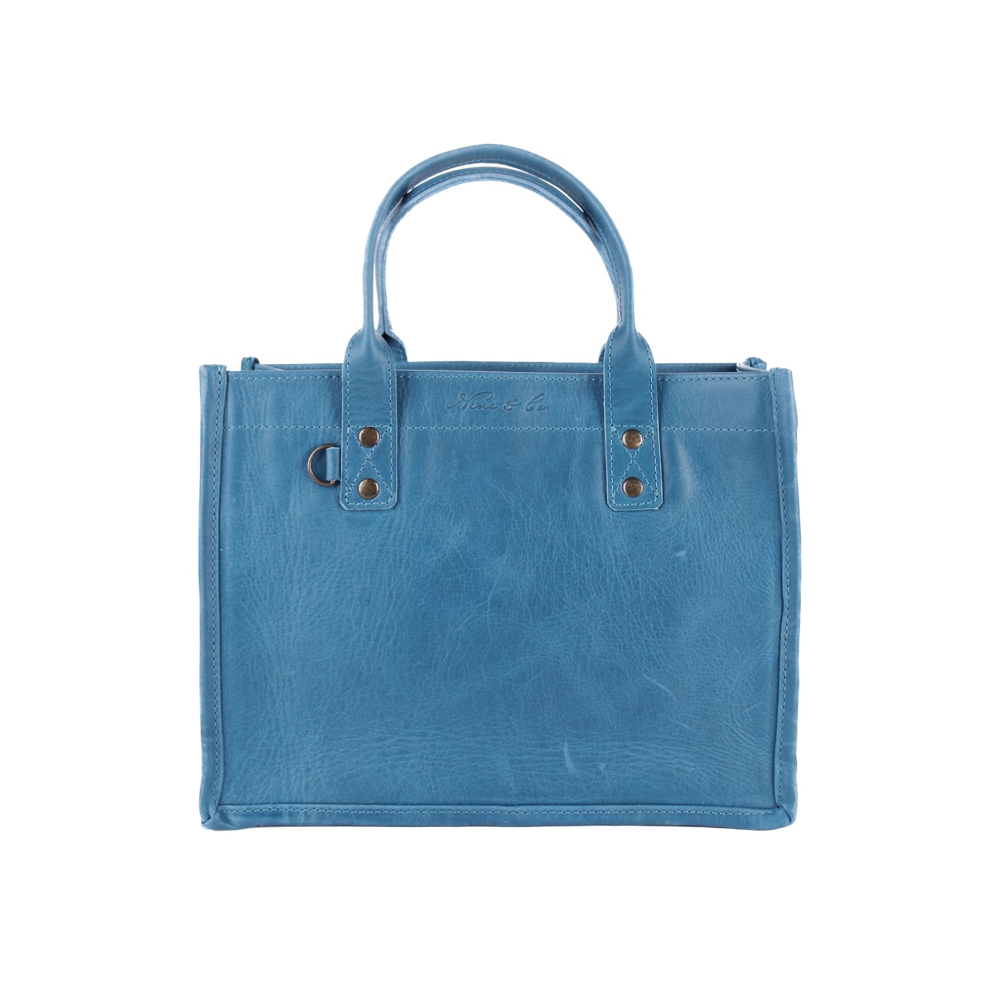 MEDIUM PERFECT TRAVEL TOTE - FULL LEATHER - CERULEAN