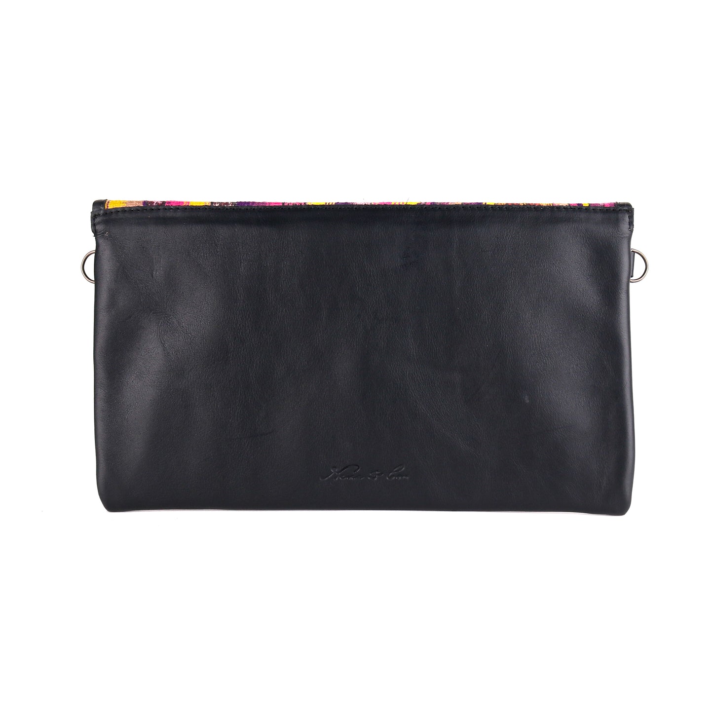 DATE NIGHT CLUTCH - OOAK CORTE DE PLAYA - BLACK LEATHER - NO. 10540