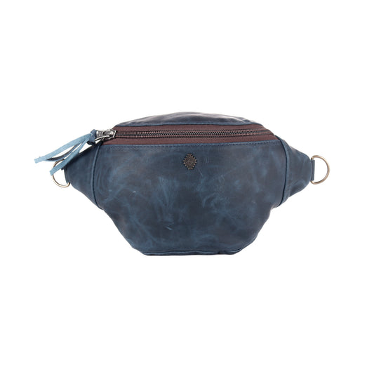 FANCY POUCH - FULL LEATHER - NAVY