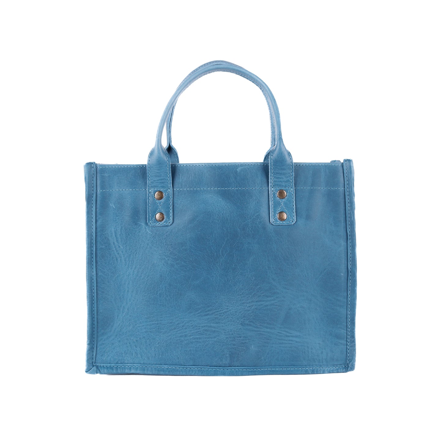 MEDIUM PERFECT TRAVEL TOTE - FULL LEATHER - CERULEAN