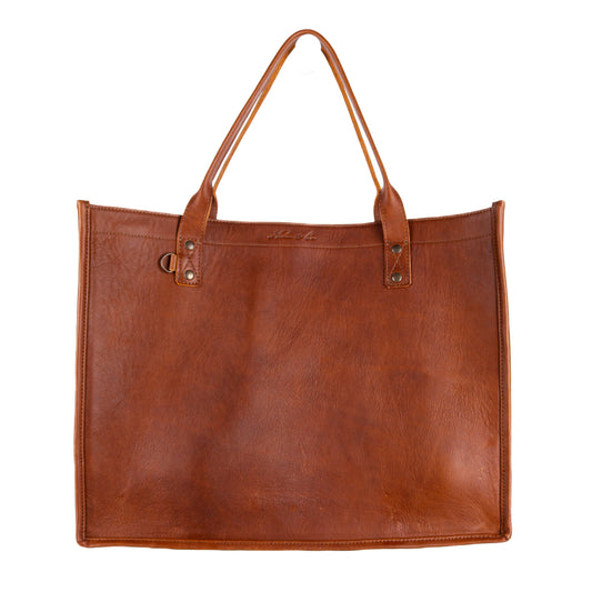 PERFECT TRAVEL TOTE - FULL LEATHER - CAFE