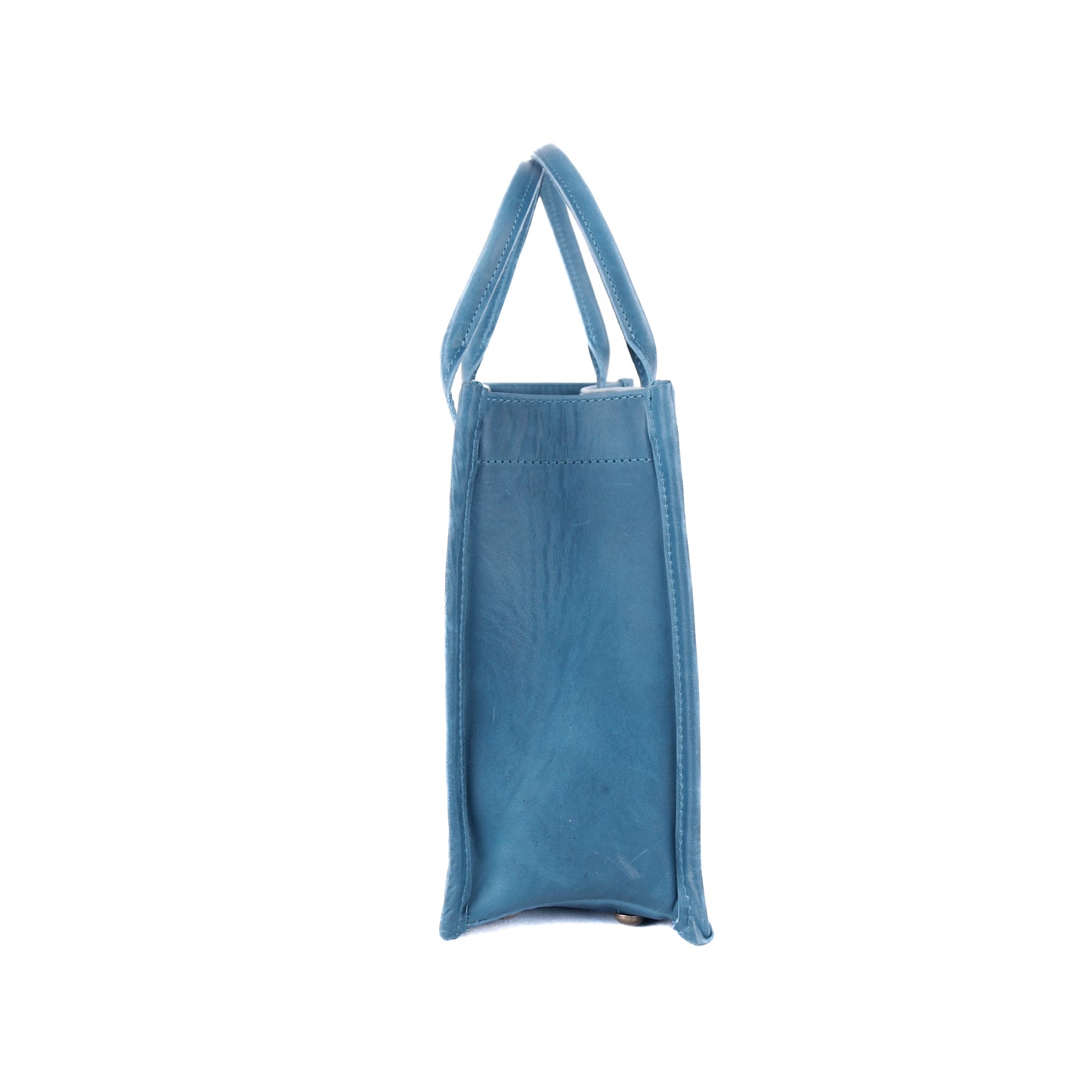 MEDIUM PERFECT TRAVEL TOTE - FULL LEATHER - CERULEAN