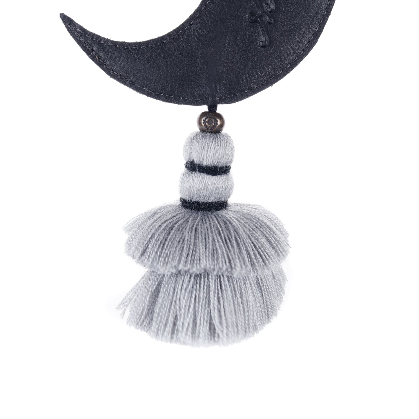 MOON CHARM WITH TASSEL - BLACK