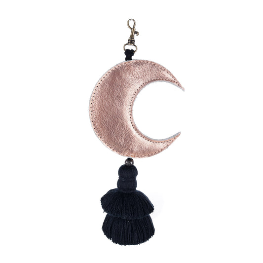 MOON CHARM WITH TASSEL - BRASS