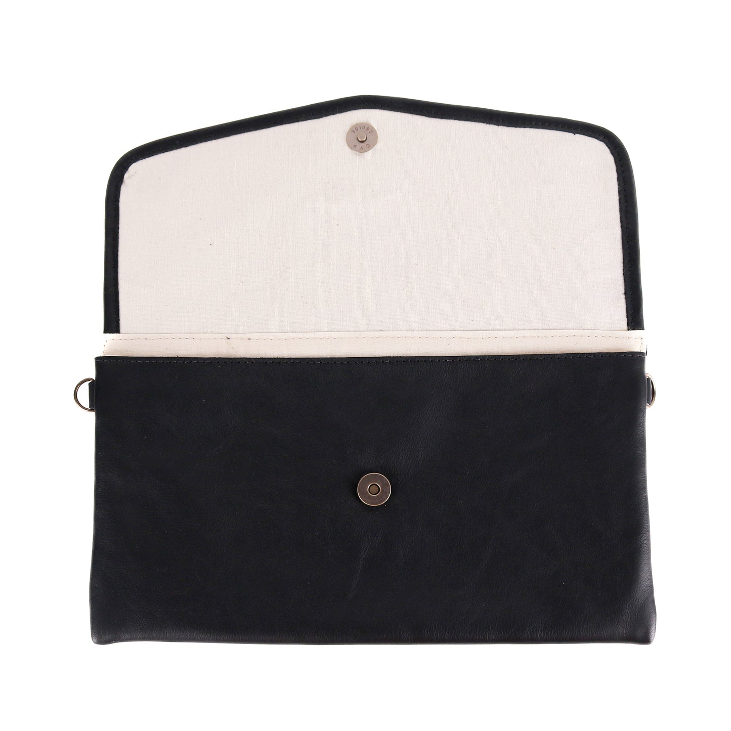 DATE NIGHT CLUTCH - OOAK CORTE DE PLAYA - BLACK LEATHER - NO. 10540