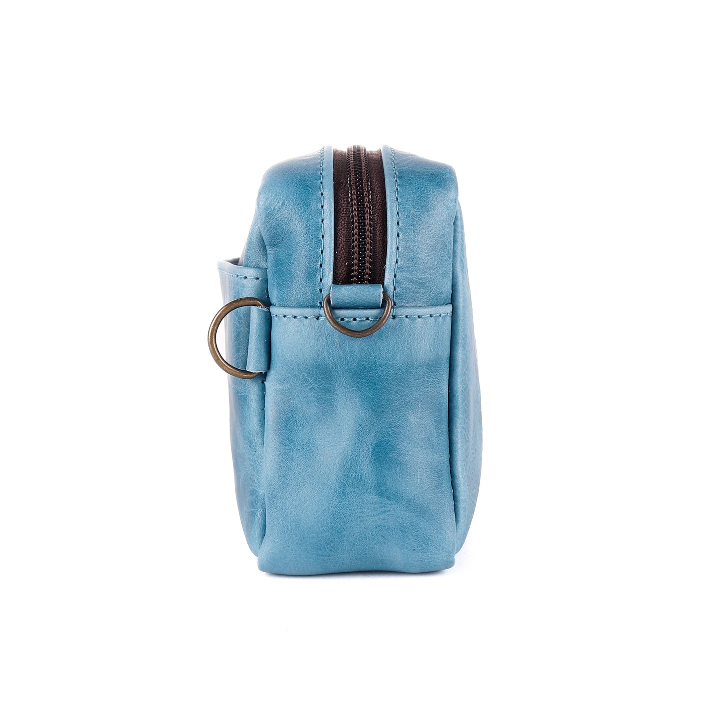 WANDER CROSSBODY BAG + STRAP SET - FULL LEATHER - CERULEAN