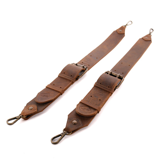 DOUBLE BUCKLE BACKPACK STRAP SET - CHESTNUT