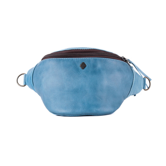 FANCY POUCH - FULL LEATHER - CERULEAN