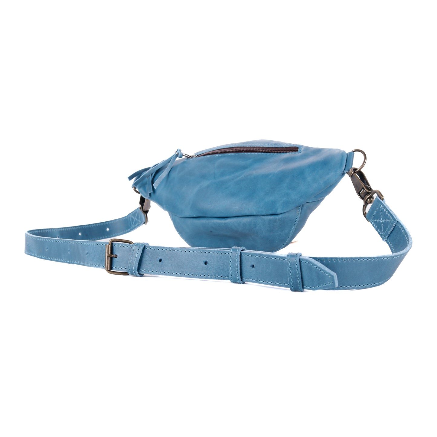 FANCY POUCH - FULL LEATHER - CERULEAN