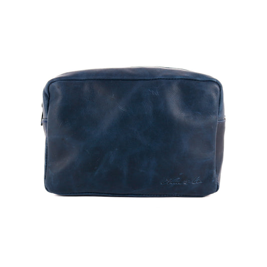 SMALL WET BAG - FULL LEATHER - NAVY