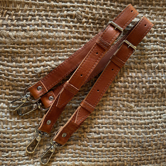 LEATHER BACKPACK STRAP SET - CAFE