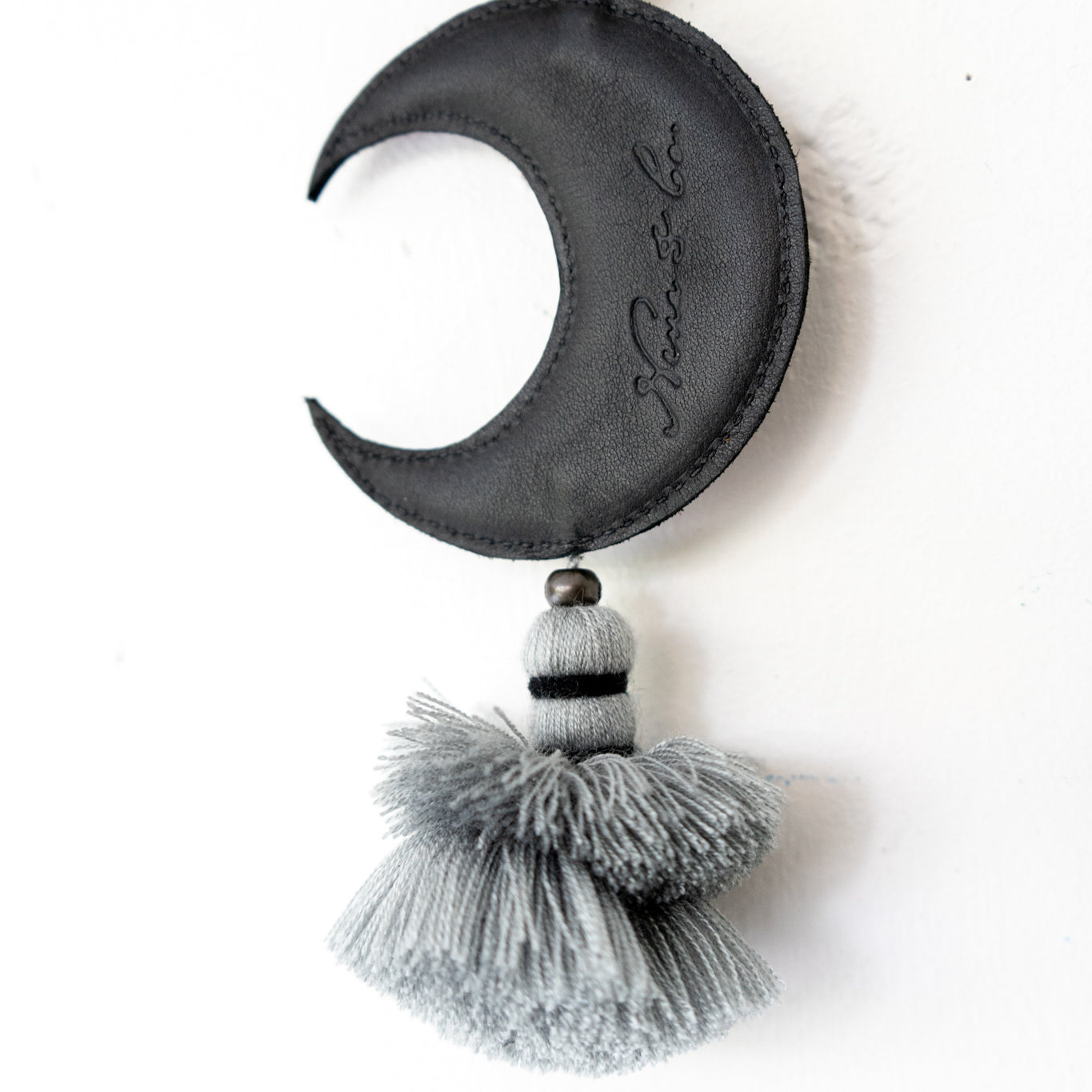 MOON CHARM WITH TASSEL - BLACK