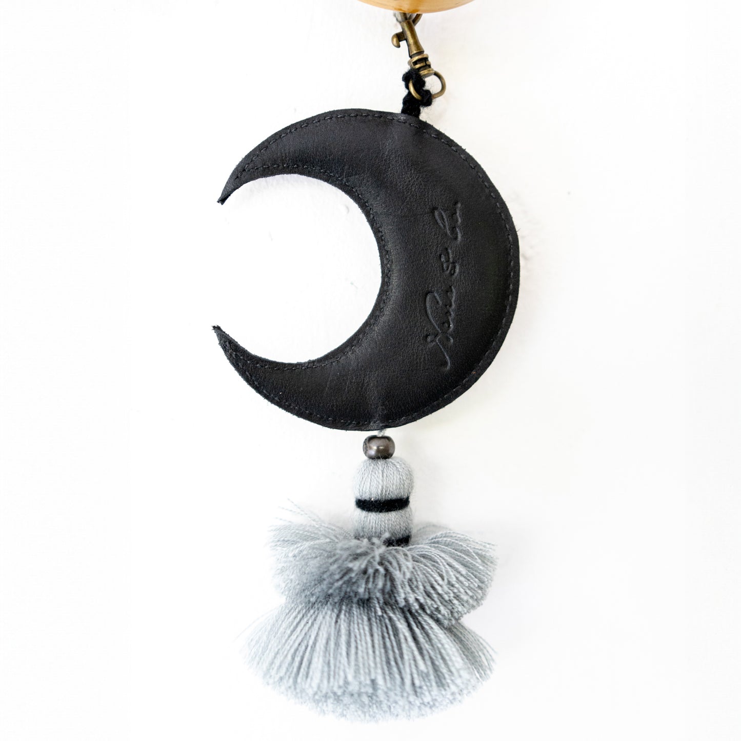 MOON CHARM WITH TASSEL - BLACK