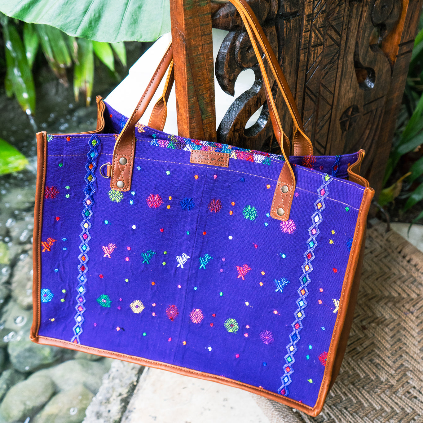 THE PERFECT TRAVEL TOTE - OOAK HUIPIL - CAFE - NO. 12819