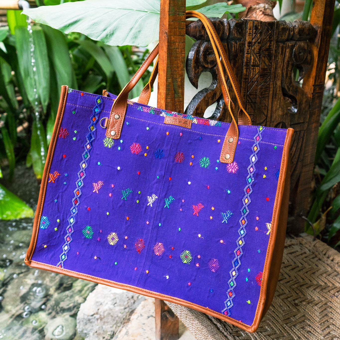 THE PERFECT TRAVEL TOTE - OOAK HUIPIL - CAFE - NO. 12819