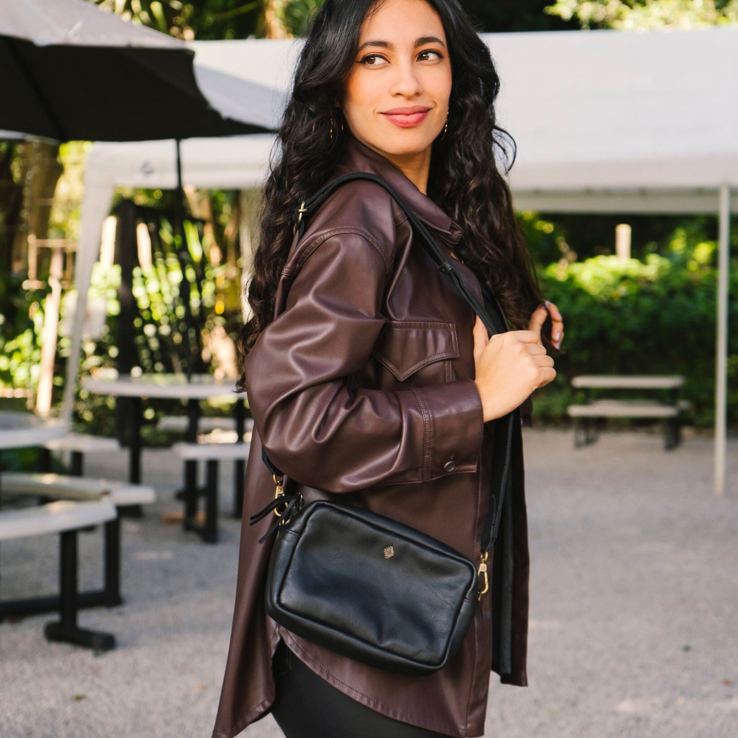 WANDER CROSSBODY BAG + WIDE ADJUSTABLE STRAP SET - FULL LEATHER - BLACK